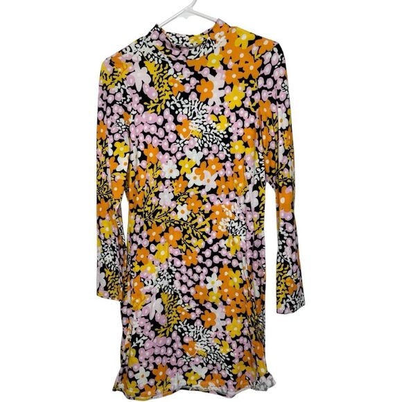 Ted Baker Delilah Multicolored Printed Floral Long Sleeve Mini Dress Size 4 Boho - Picture 2 of 9